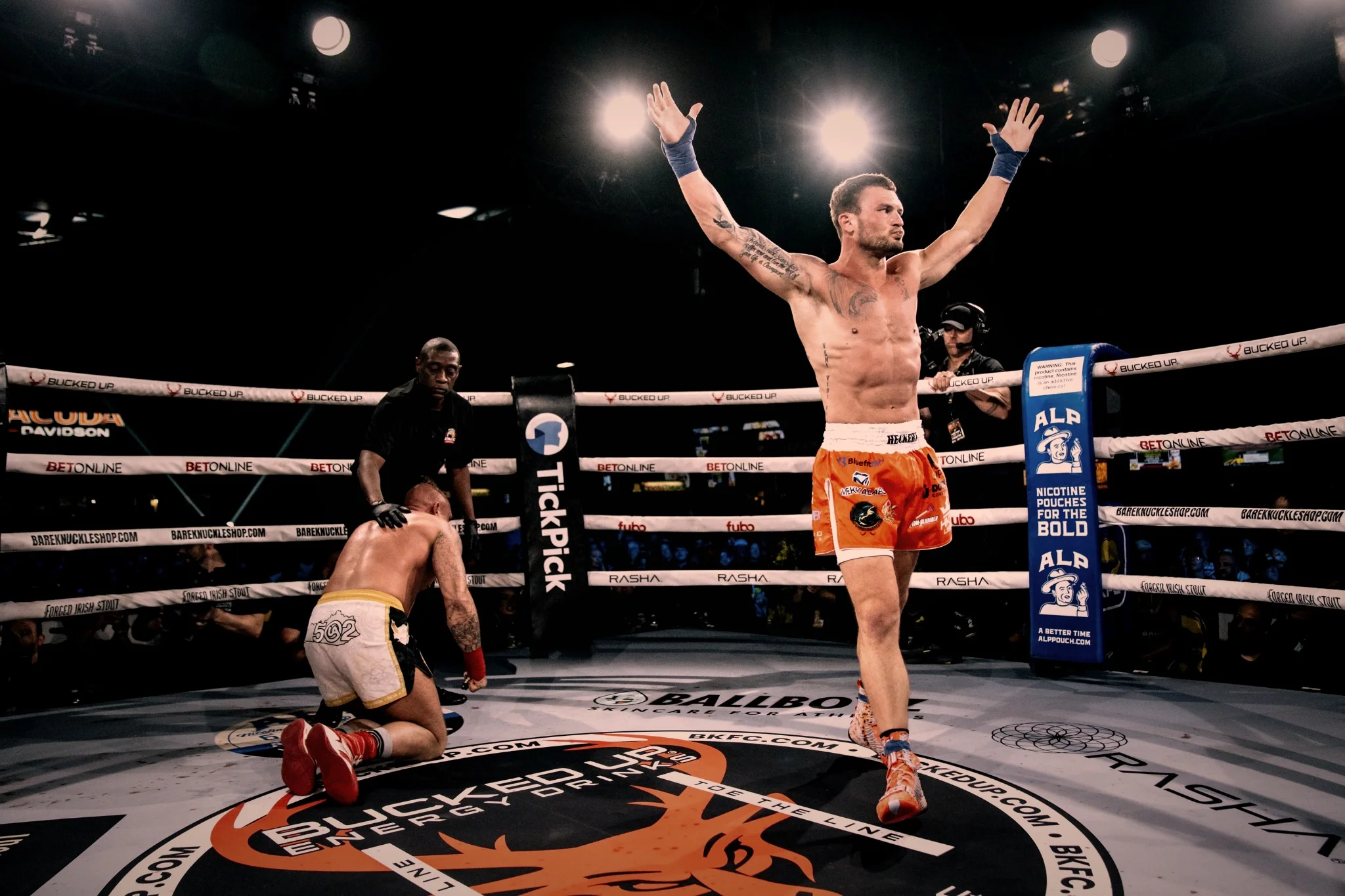 Michael Heckert celebrating in the ring after a Clearwater fight
